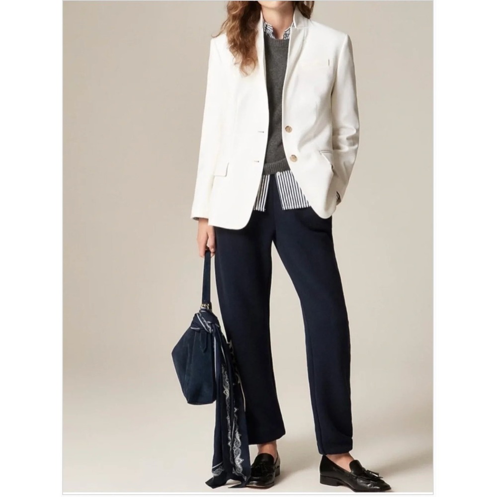 J.Crew Ivory Italian Wool Blend Standing Collar Blazer CN789 Size 14 NWT